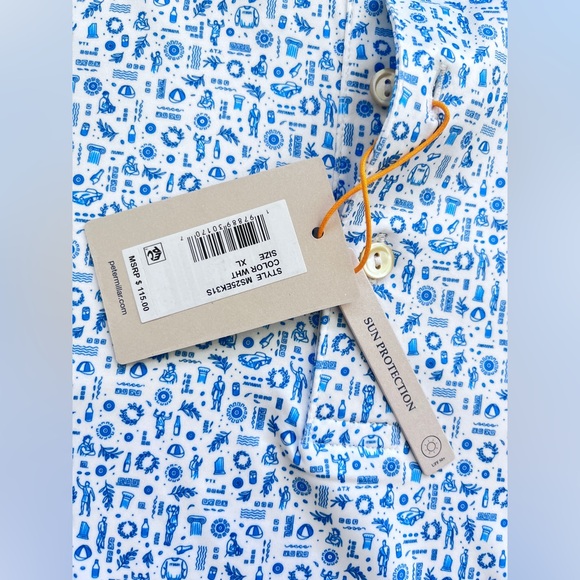 Peter Millar Other - NWT PETER MILLAR Polo Shirt XL Summer Comfort CS TOGA PARTY UPF 50 White Golf